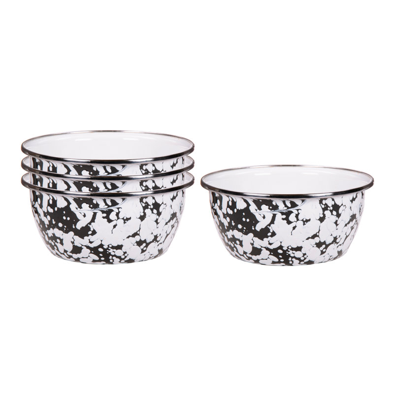 Set of 4 Black Swirl Salad Bowls