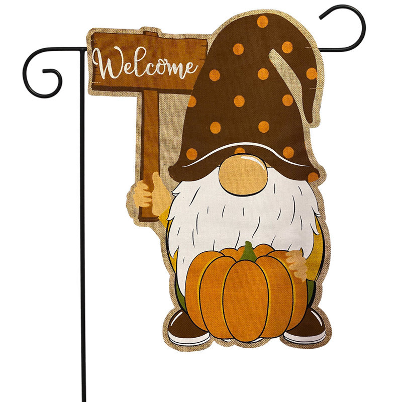 Fall Gnome Burlap Garden Flag