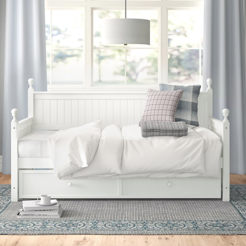 Lit de jour simple avec couchette Antonett, Blanc