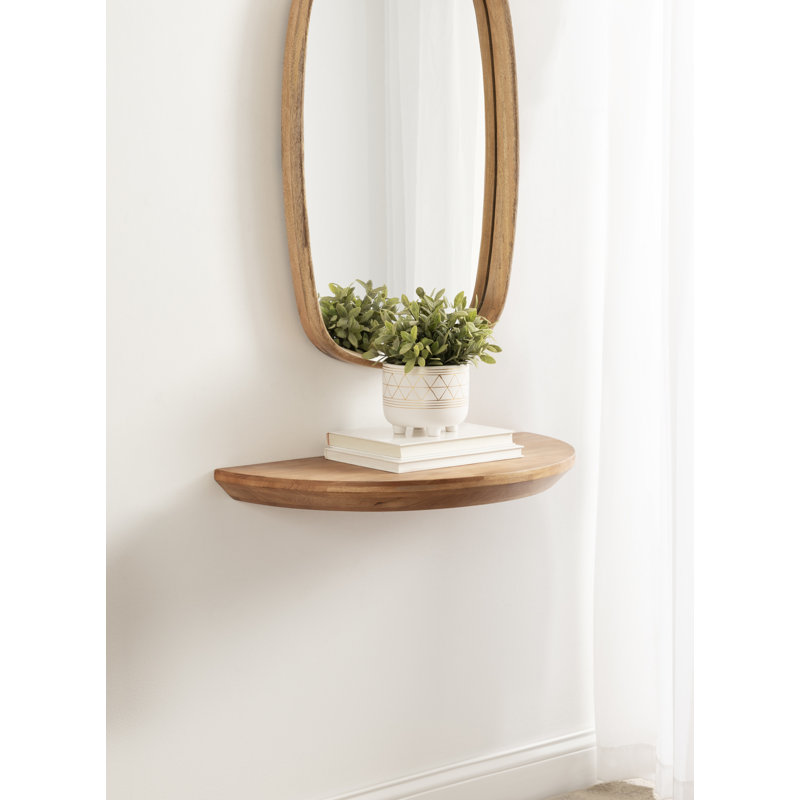 Canvey Half Moon Solid Wood Floating Table Shelf, 2.25" H x 28" W x 14" D