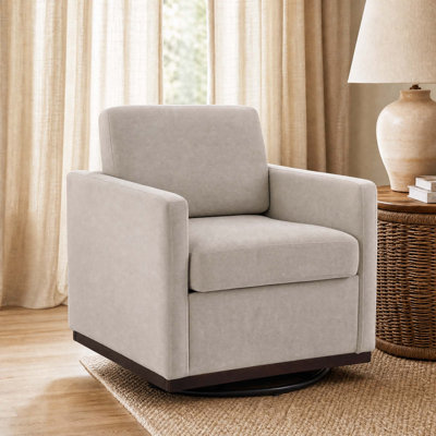 Fauteuil moderne pivotant carré rembourré sable avec base Matel