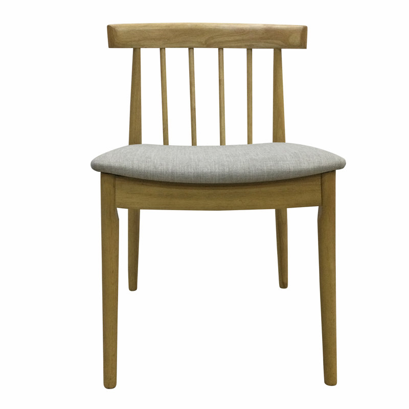 Chantilly 47cm H Upholstered Slat Back Parsons Chair, Oak /Grey
