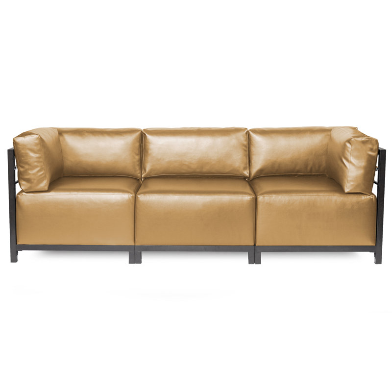 Woodsen 95.5'' Faux Leather Sofa, Titanium, Mercury Faux Leather