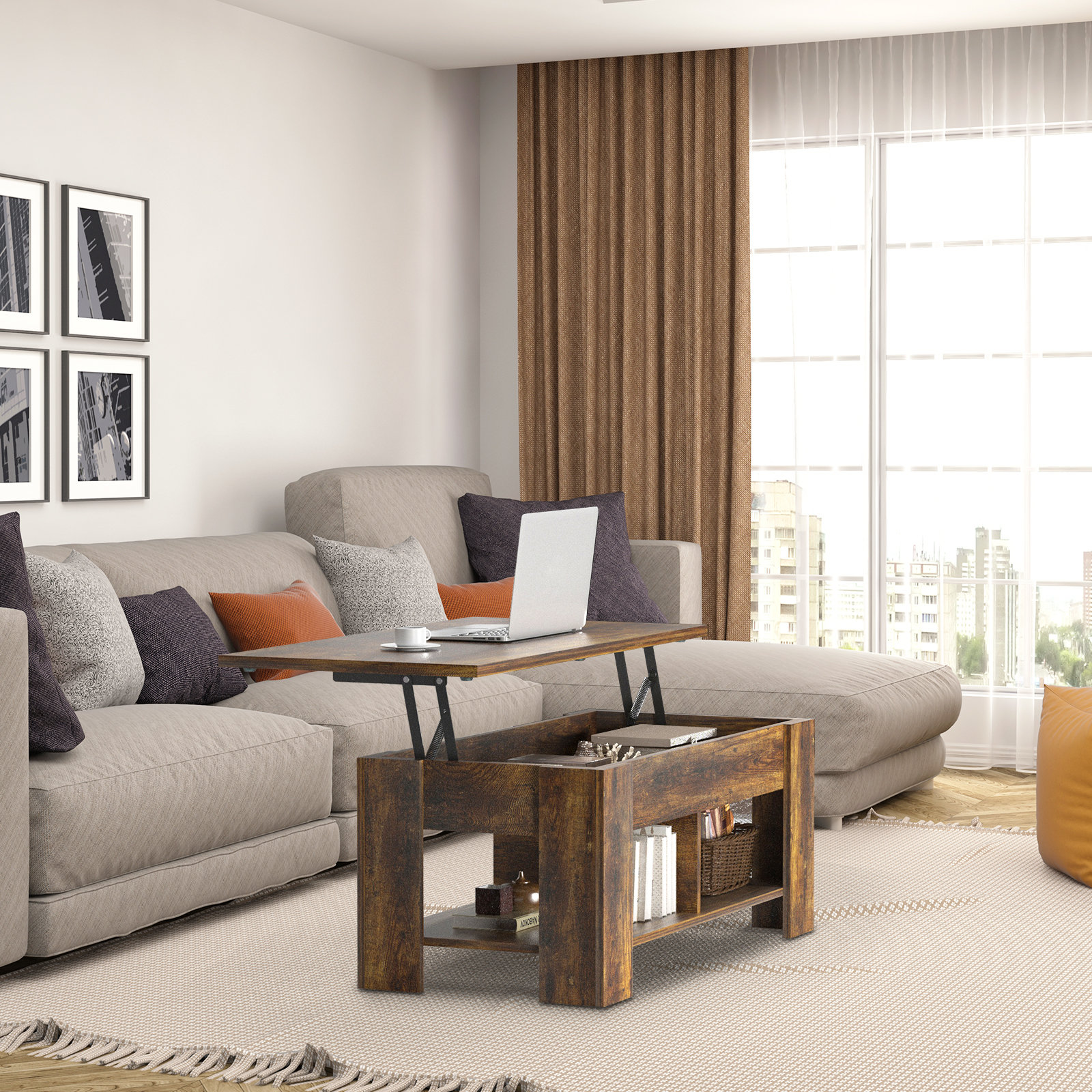 Millwood Pines Sparta Lift Top Extendable Coffee Table With Storage & Reviews | Wayfair