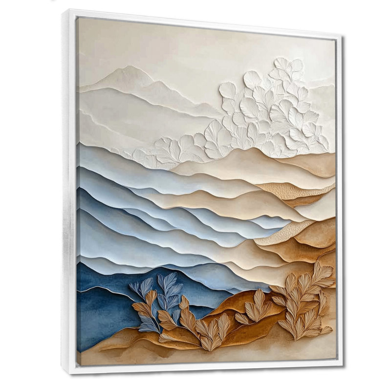 Horizon de dunes superposées - Impression sur toile encadrée de paysage abstrait beige, H 20 po x l 12 po