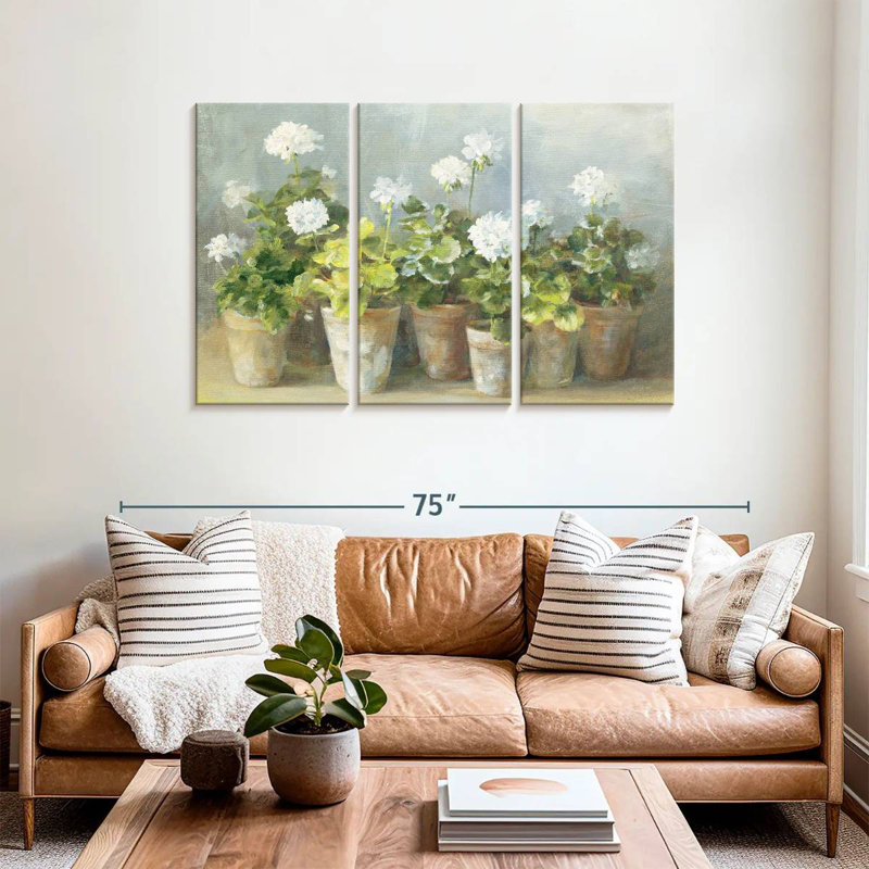 Harnek White Geraniums Crop, 36" H x 57" W