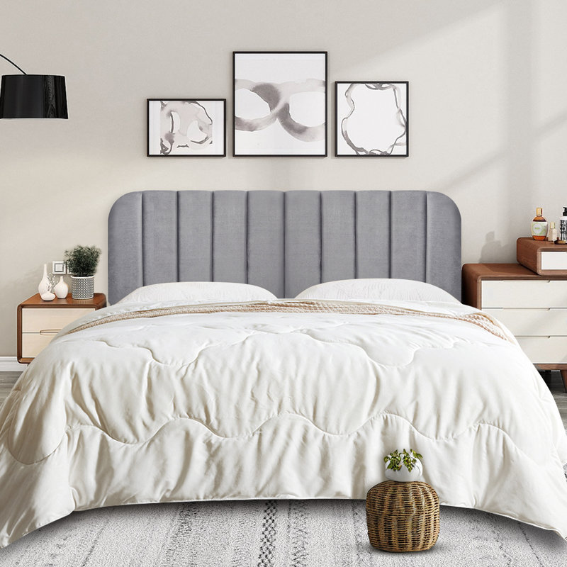Upholstered Easy Assemble Headboard, Gray, Queen