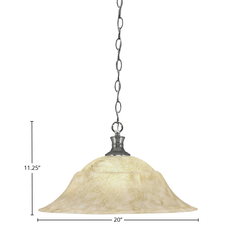 Luminaire suspendu en chaîne avec verre en marbre italien de 20 po, Nickel brossé