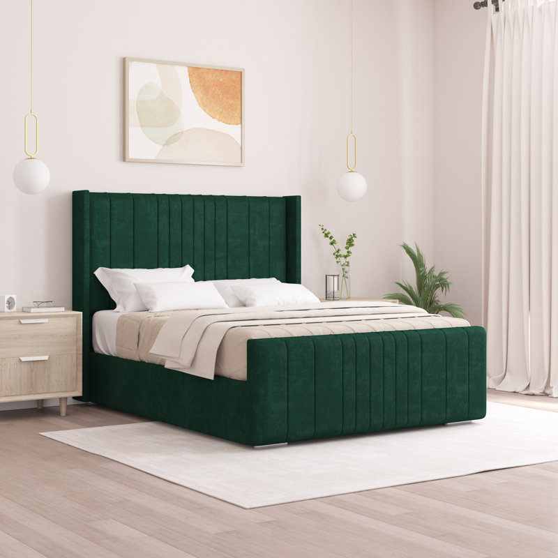 Denzel Upholstered Bed , Super King (6'), Emerald Green