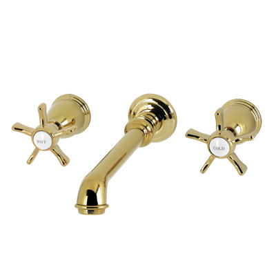 Kingston Brass Hamilton Double-Handle 3-Hole Wall Mount Bathroom Faucet