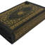 Sac bandoulière gothique en vinyle noir, motif grimoire, chauve-souris dorée et toile d'araignée, hauteur 23,5 cm