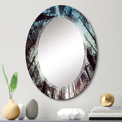 High Forest Trees and Blue Sky - Miroir mural traditionnel ovale