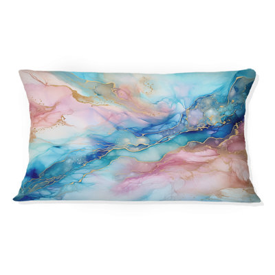 Coussin décoratif rose et bleu Glacier Sunrise I - Abstract Shapes