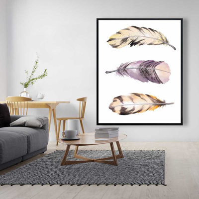 Horizontal Striped Feather Set - Romantic Bedroom Canvas Decor
