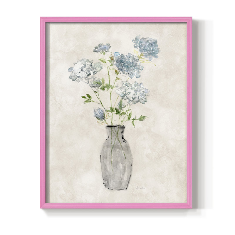 «Blue Lace Bouquet I», reproduction encadrée - bois massif, H 21 po x l 17 po, Rose