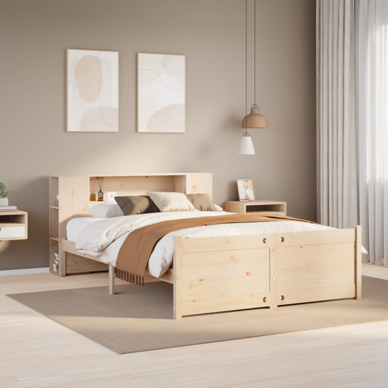 Bookcase Bed Without Mattress Solid Wood Pine, Small Double (4')