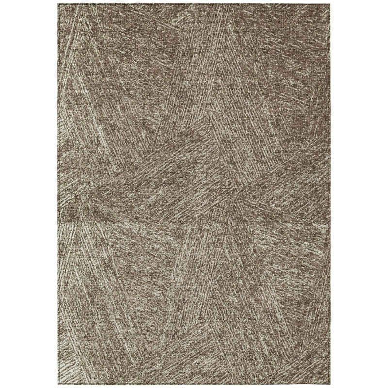 3' X 5' Chocolate And Beige Abstract Washable Indoor Outdoor Area Rug
