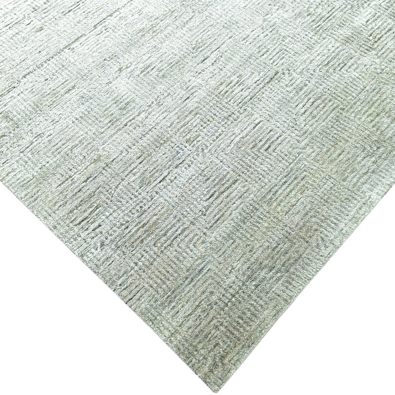 Hand Knotted Geometric Area Rug in Blue/Gray, Rectangle 5' x 8'