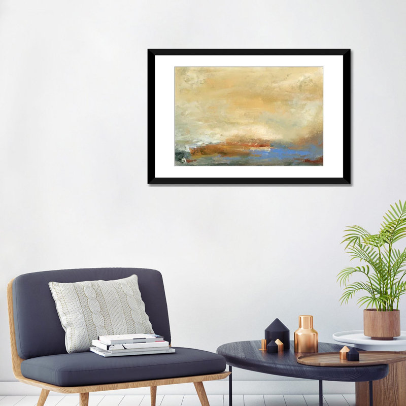 «Coast View I» par Sharon Gordon, reproduction d'art sur toile tendue, H 24 po x l 32 po x P 1 po, Papier d'art encadré noir