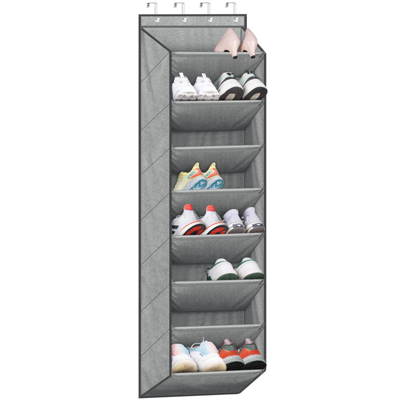 Range-chaussures à suspendre au-dessus de la porte pour garde-robe avec grandes poches profondes, Gris