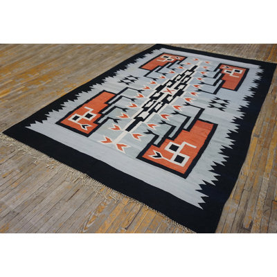 Antique Mexico Geometric Flat Weave Rug