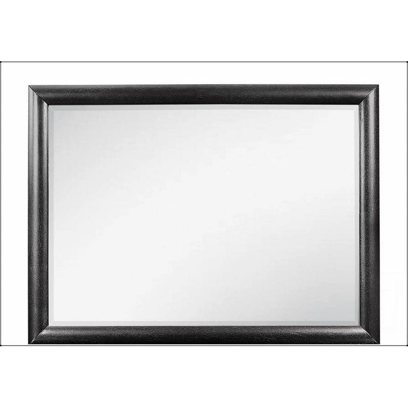 Miroir CIVIC: finition grise élégante, garniture en bois et design élégant pour les chambres à coucher modernes, Gris