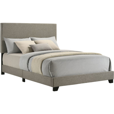 Full Panel Bed In Taupe Upholstery, Padded Headboard For Elegance And Aesthetic, Rubberwood Engineered Wood, Black Solid Wood Legs, 80.37 Inches Wide Size Upholstered Bed, Comfort, Build, 58 Long