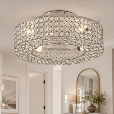 20" Crystal Caged Flush Mount Ceiling Fan