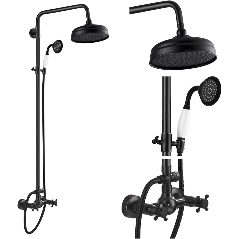 Système de douche complet à aiguilleur, Noir mat