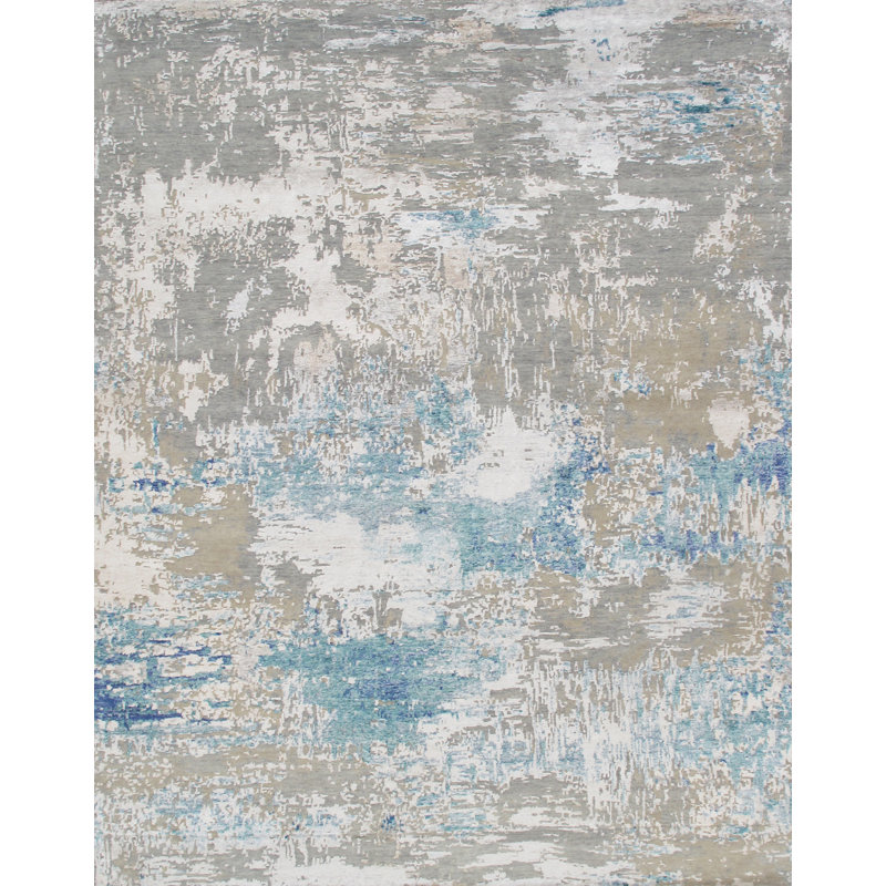Modern Hand-Knotted Cream Area Rug