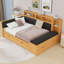 Lit de jour avec couchette, tablettes, banc, station de charge et tête de lit tapissier-973487531