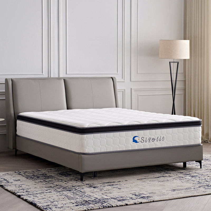Matelas à ressorts ensachés 12 po - Fermeté moyenne, soutien de la colonne vertébrale et soulagement de la pression, mousse viscoélastique imprégnée de gel et base antidérapante, isolement de mouvement, compression des vaisseaux