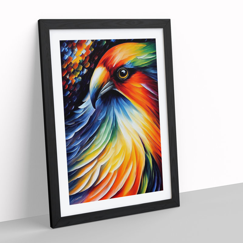 Portrait Of A Bird No.2 - Single Picture Frame Painting, Black Framed, 64cm H x 46cm W x 2cm D