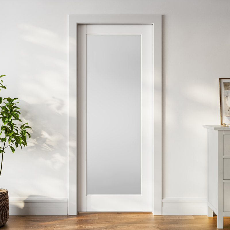 Ensemble de portes standard avec porte coulissante en verre givré et porte blanche, 30 po x 80 po, 1