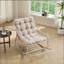 Chaise berçante d'extérieur, coussin confortable, avec coussin épais et doux, pour le salon, la chambre à coucher, la salle de lecture, structure beige avec coussin beige