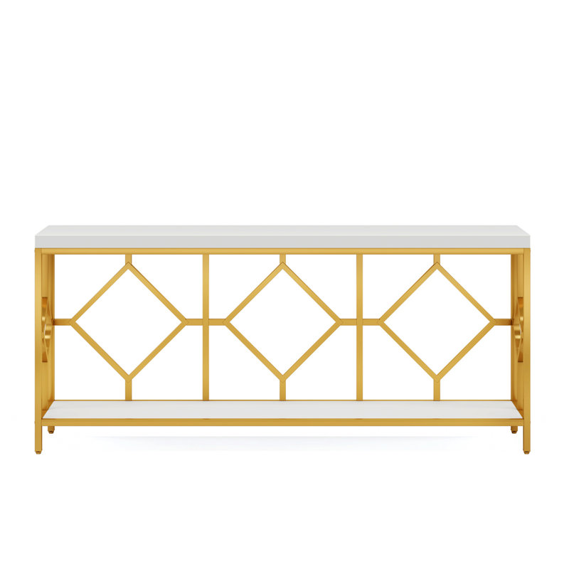 Industrial Narrow Console Table With Open Storage Shelf And Metal Frame For Entryway, Living Room