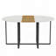Table de salle à manger ovale en faux marbre avec bande centrale grain de bois (6 places assises)-1651493543
