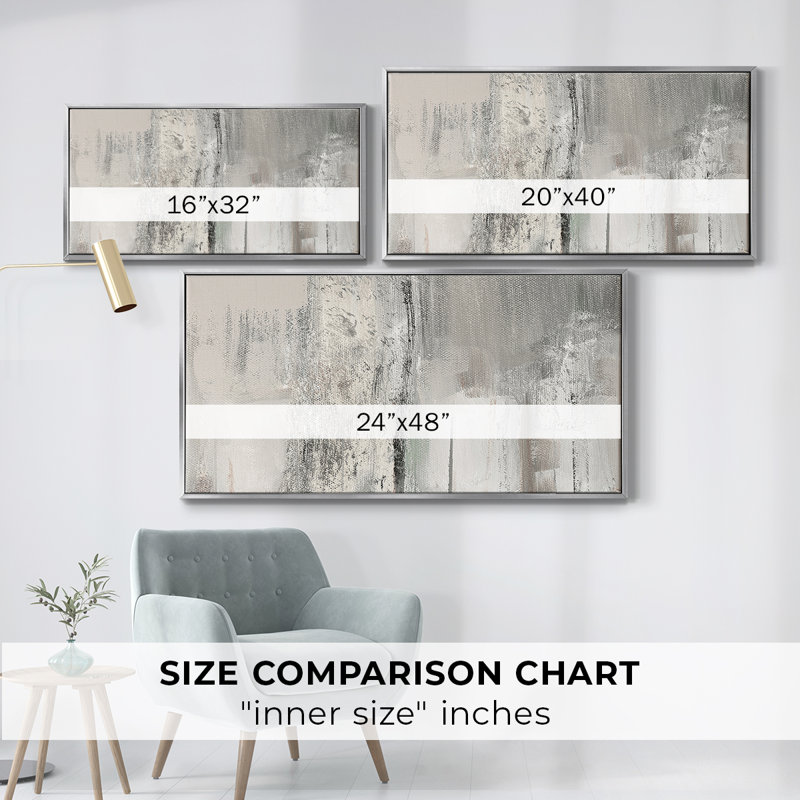 Rivage scintillant - Toile tendue avec châssis encadré - Prêt à être accroché, Argent argent, H 17 po x l 33 po