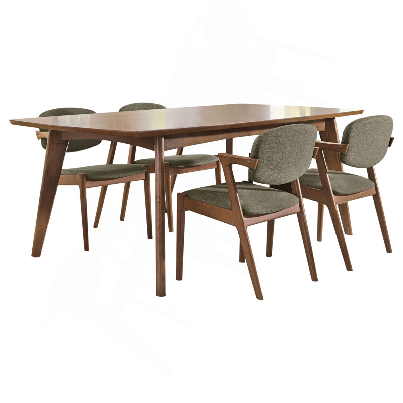 Ensemble de salle à manger gris et noyer foncé, 5 pièces: table, 4 chaises