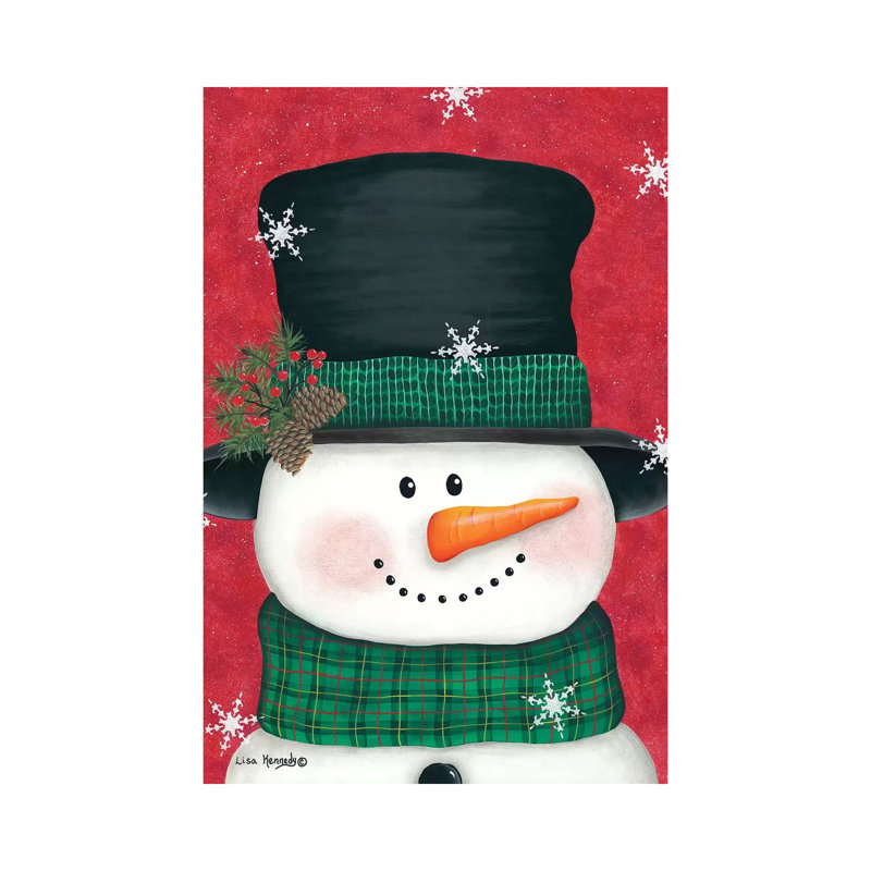 Pine Cones And Green Plaid Snowman by Lisa Kennedy - Wrapped Canvas Print, 152.5 cm H x 101.5 cm W