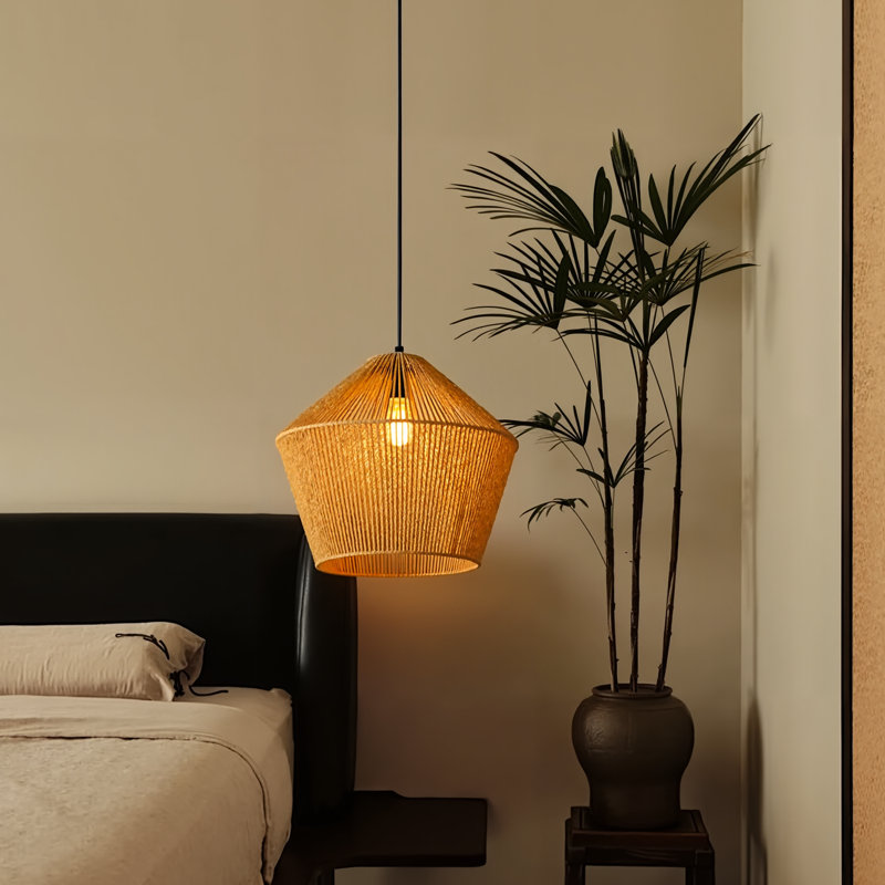 1-Light Pendant Light Single Hemp Rope