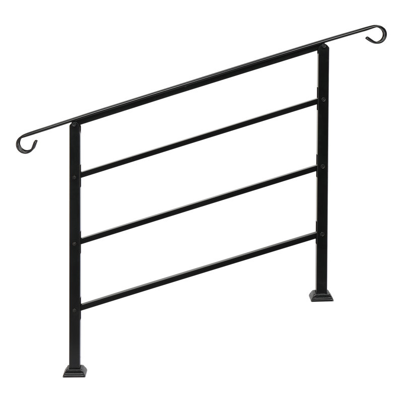 Wrought Iron Handrail Fits 1 or 3 Steps, 98cm H x 142.2cm W x 7.9cm D