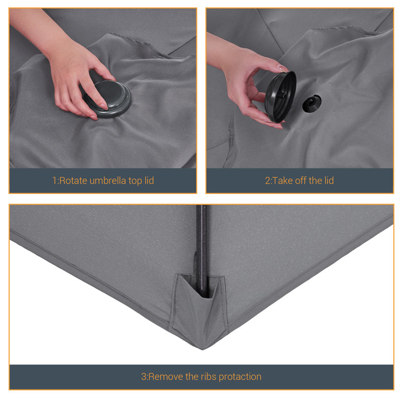 Parasol de marché 108 po Markert, H 7,64 pi x l 9 pi x P 9 pi, Gris anthracite
