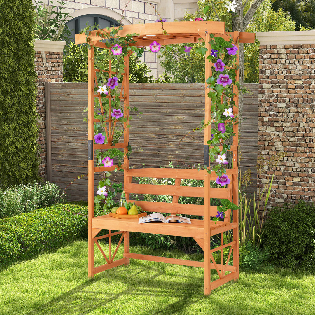 Lithonia 120cm W x 22.83cm D Solid Wood Arbour in Orange