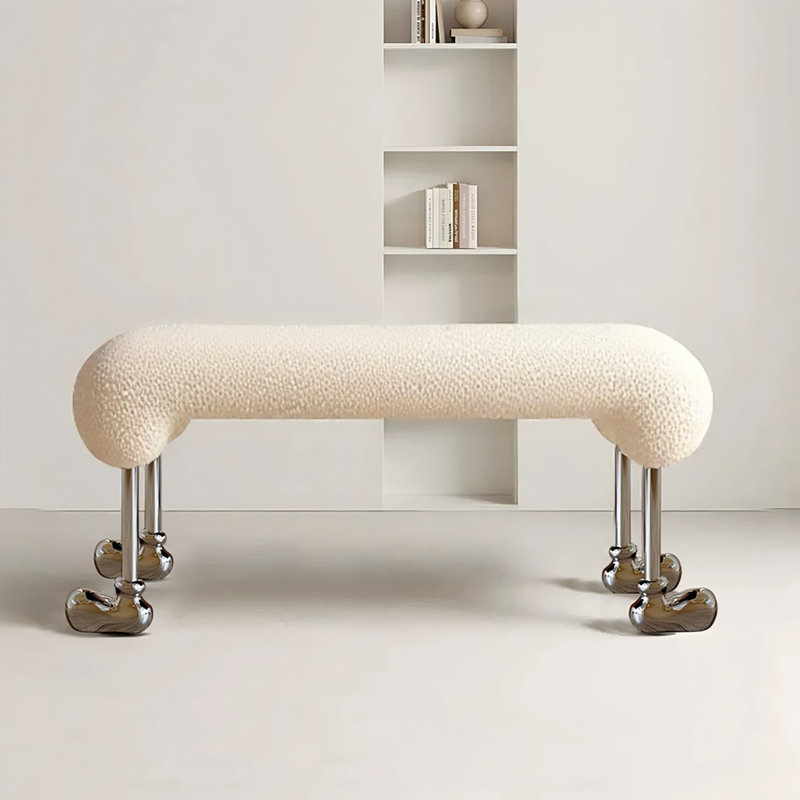 Banc rembourré en acier inoxydable Modern, Beige