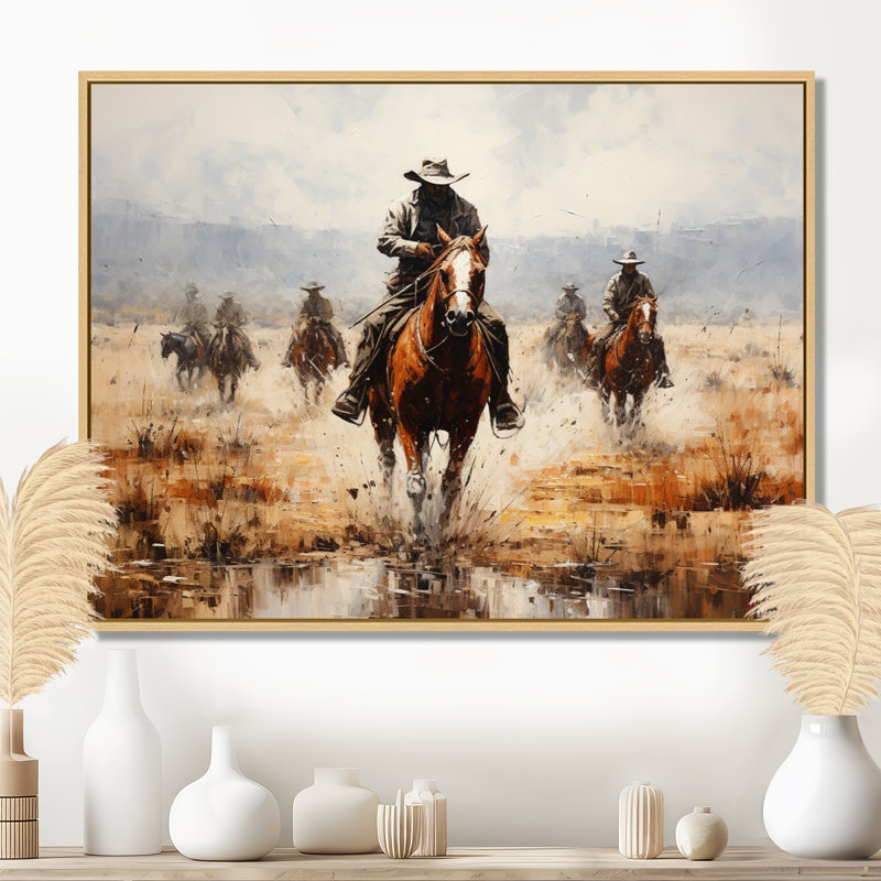 Western Dust and Grit II - Western, reproduction d'art encadrée, H 16 po x l 32 po x P 1 po, Cadre flottant érable