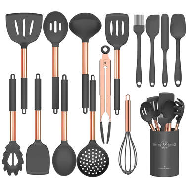 Kitchen Utensils Set High Quality Stainless steel with Holder Rack (38  Piece)