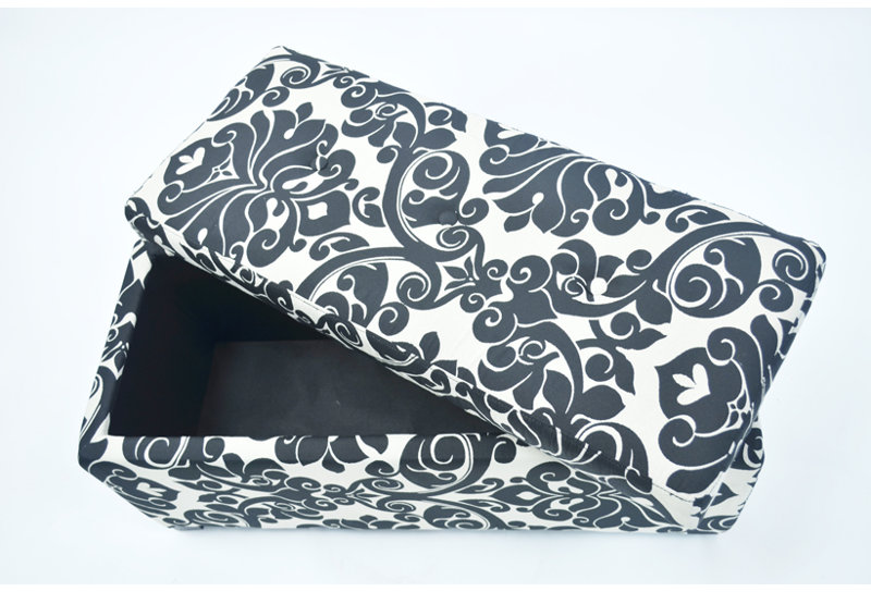 Donahue Upholstered Ottoman, White Floral
