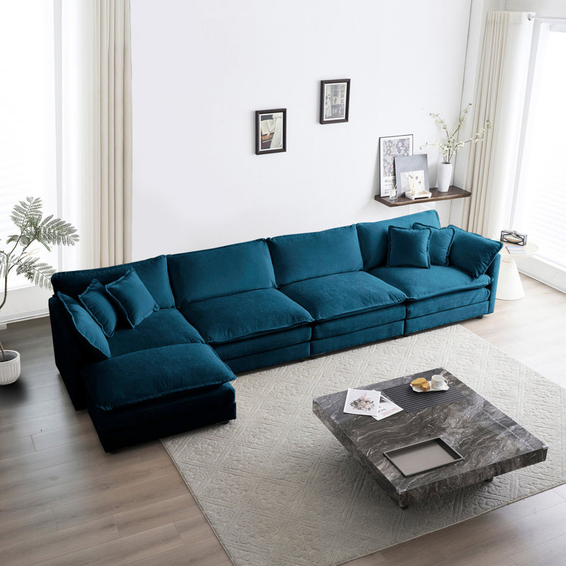 Revêtement modulaire à 5 places: En forme de U avec chenille bleue pour la maison: