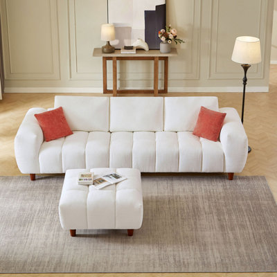 Modern Sofa Convertible Sectional Sofa Couch, L Shaped Sofa With Fabric Couch, Design Cream Style Marshmallow Sofa